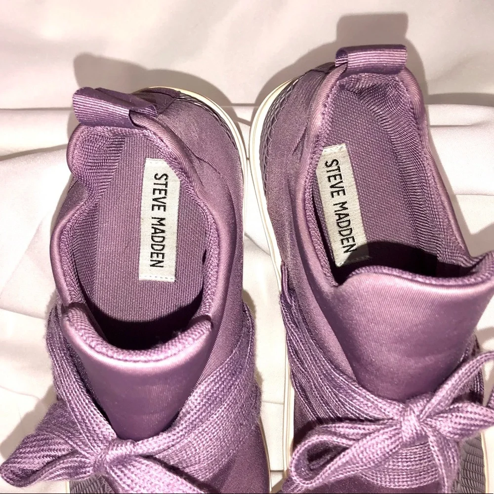 Women’s Lilac High-Top Sneakers - Casual Lace-Up Comfort